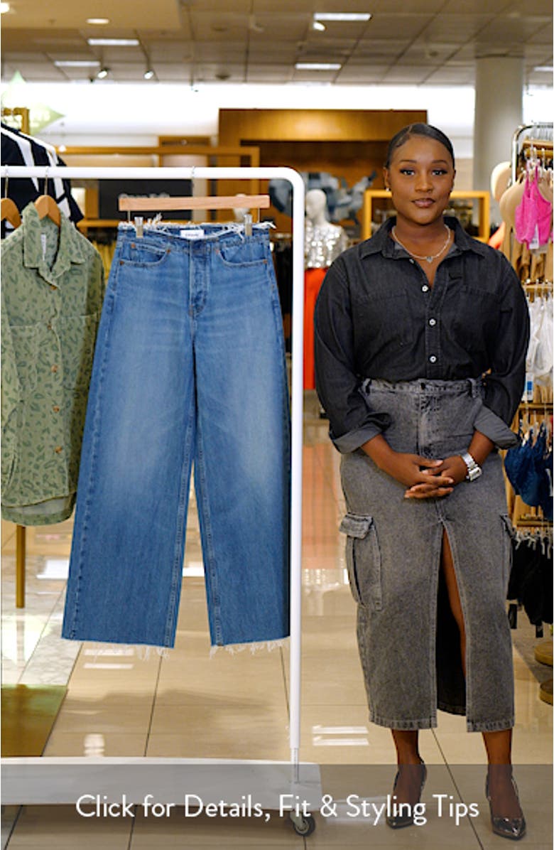 Le Distressed Nonstretch Low Rise Wide Leg Cutoff Jeans, sales video thumbnail