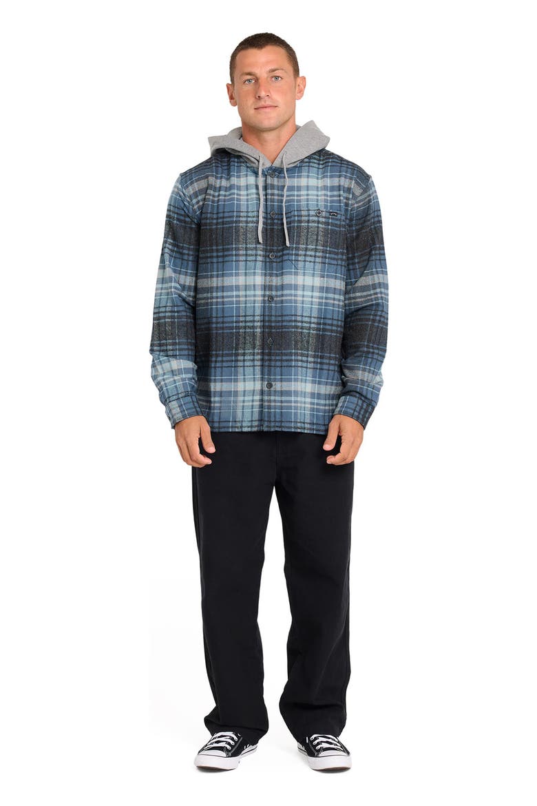 Baja Hooded Flannel Button-Up Shirt Jacket, Alternate, color, DARK DENIM