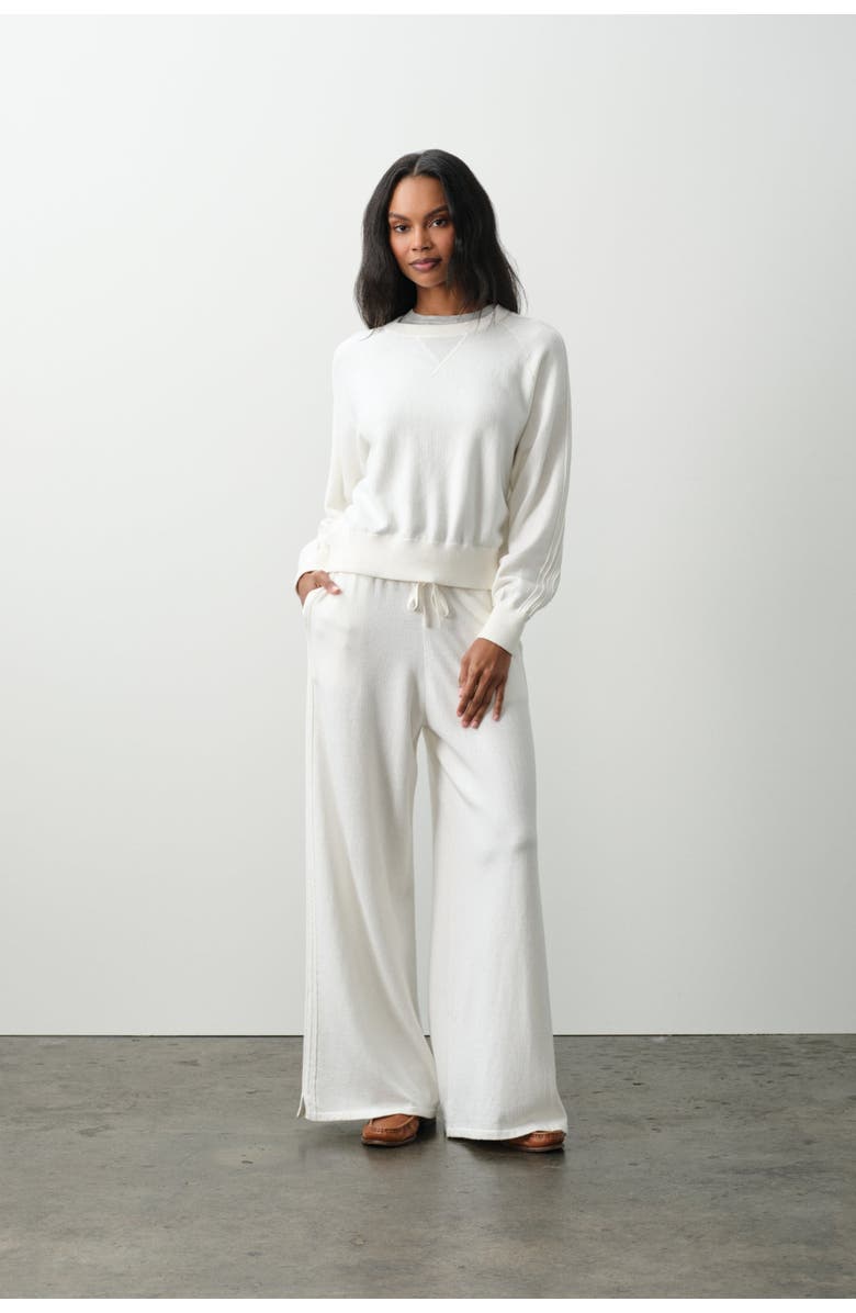 NAKED CASHMERE Katie Cotton Cashmere Crewneck, Alternate, color, Ecru