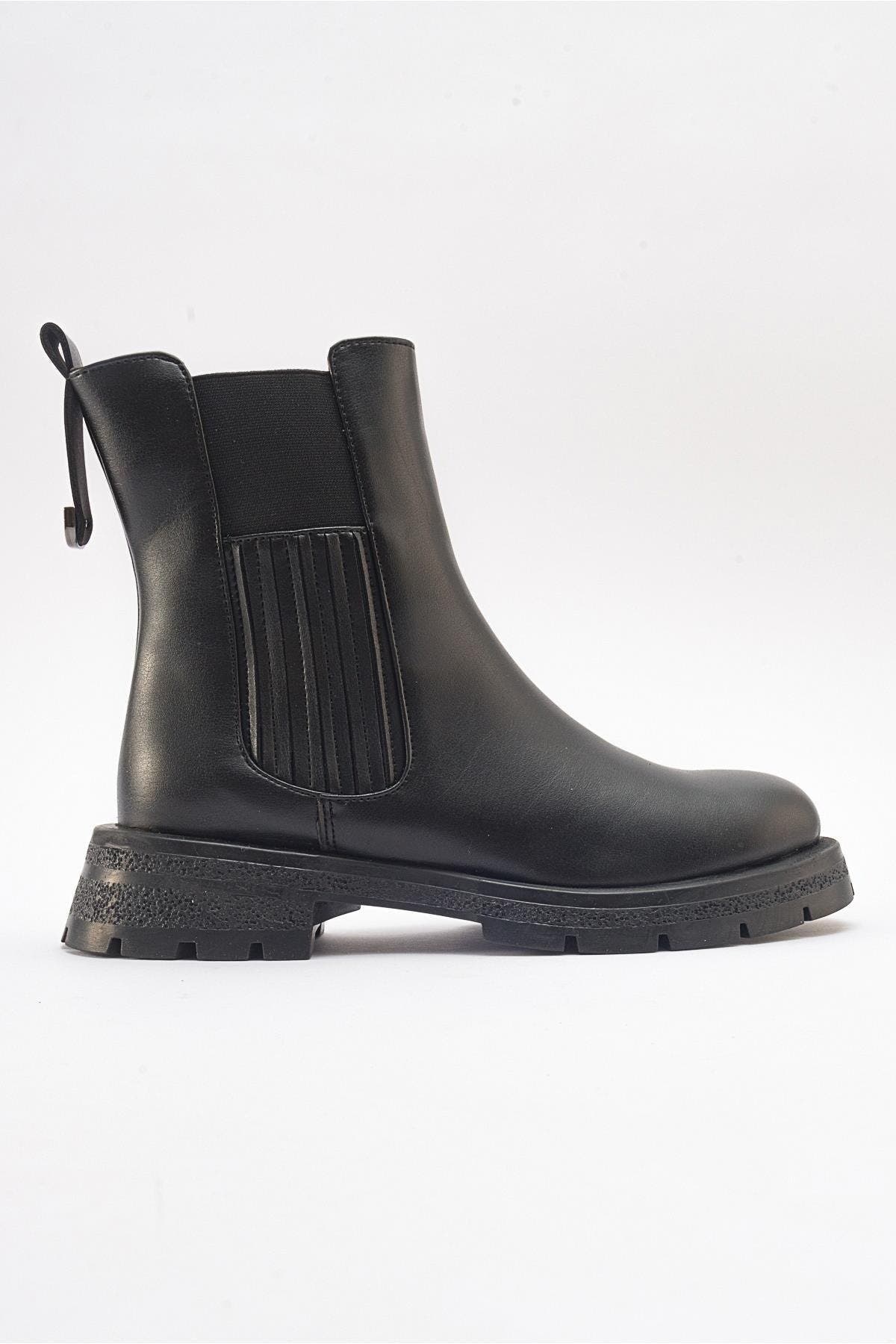 Prologue Shoes Sofia Chelsea Boot, Alternate, color, Black Faux Leather