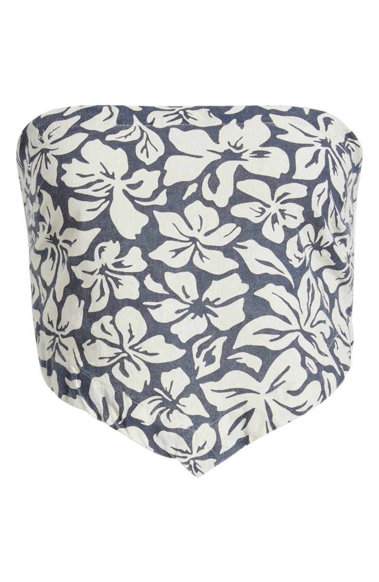 Rip Curl Las Dalias Cotton & Linen Strapless Top, Alternate, color, Navy