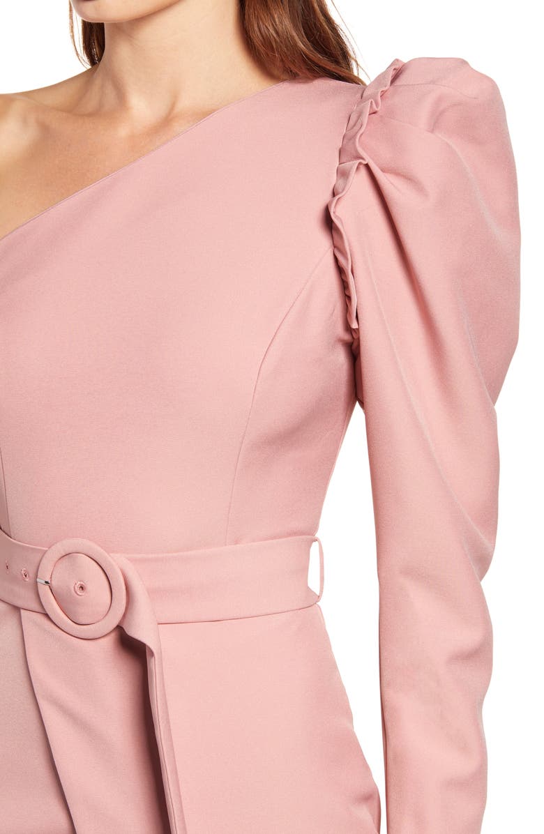 Lavish Alice One Shoulder Ruffle Puff Sleeve Dress, Alternate, color, 