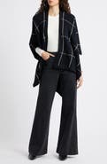 Nordstrom Windowpane Ribbed Wool & Cashmere Poncho