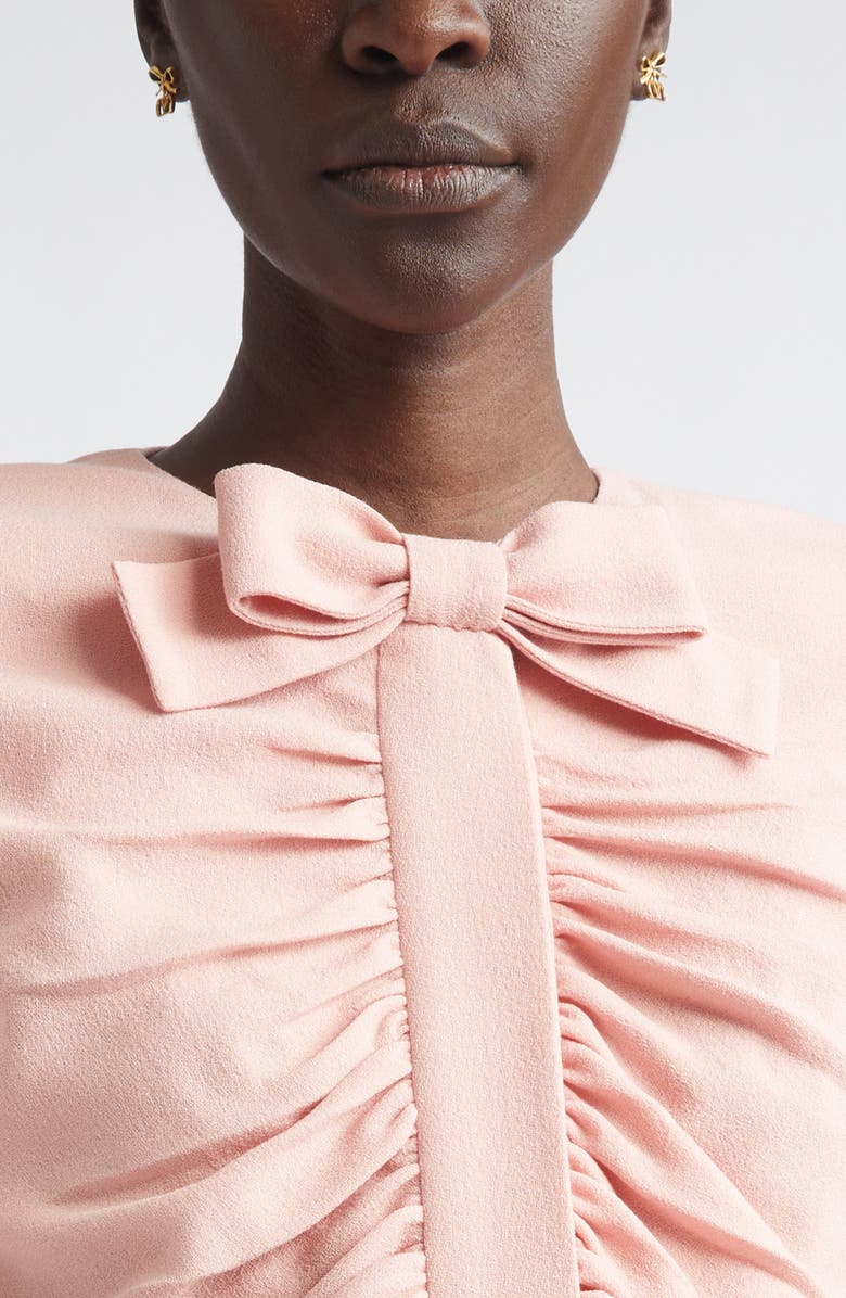 Valentino Bow Detail Crispy Lightweight Crop Wool Jacket, Alternate, color, 