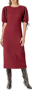 English Factory Textured Puff Sleeve Midi Dress