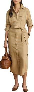 Lauren Ralph Lauren Long Sleeve Linen Shirtdress