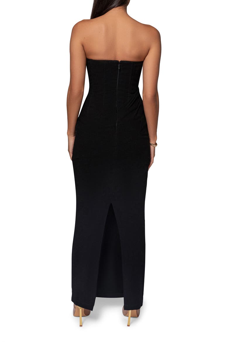 Journey Strapless Cotton & Linen Maxi Dress, Alternate, color, BLACK
