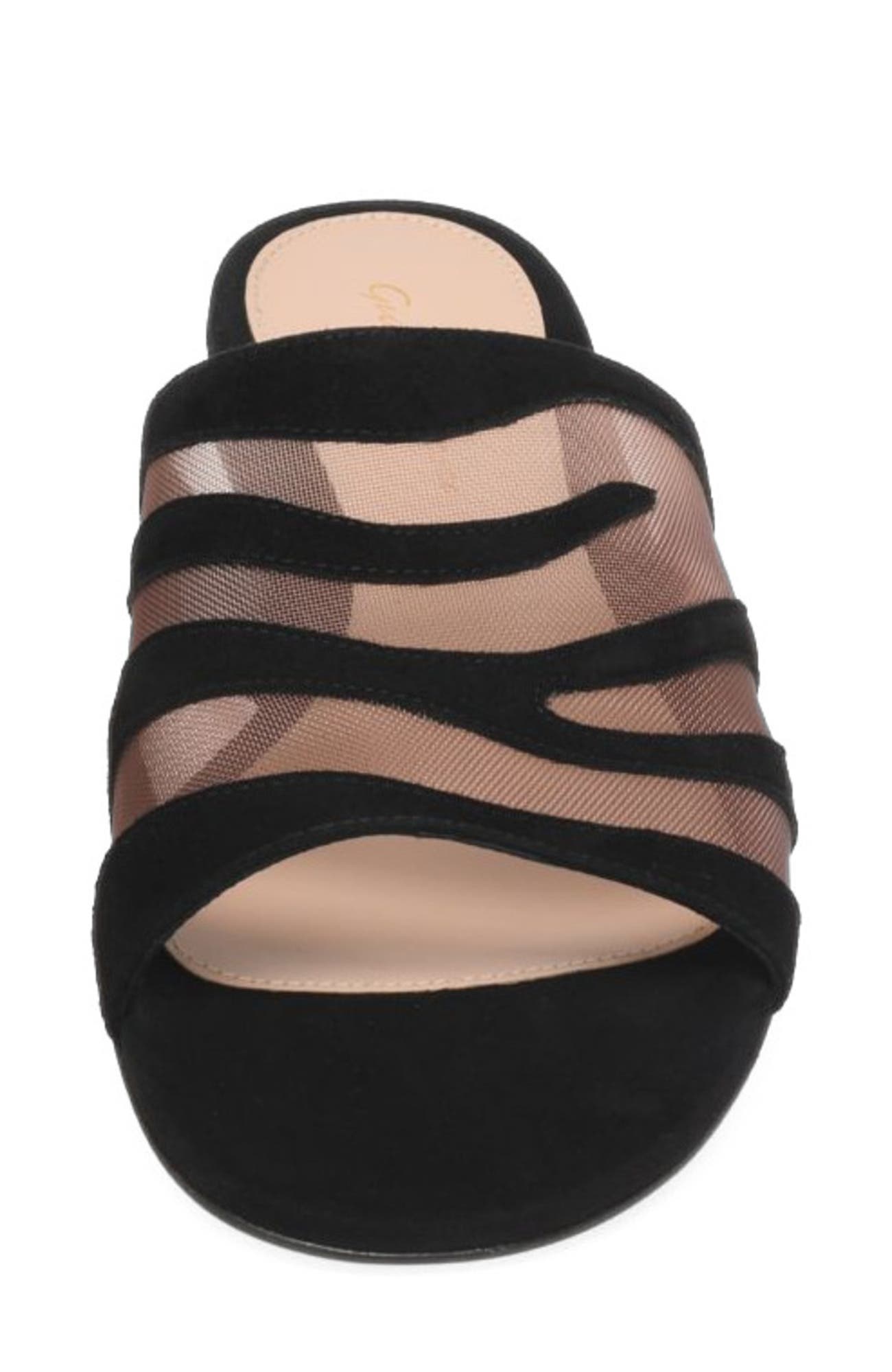 Gianvito Rossi Tigra Sandals, Alternate, color, Black Fabric And Suede