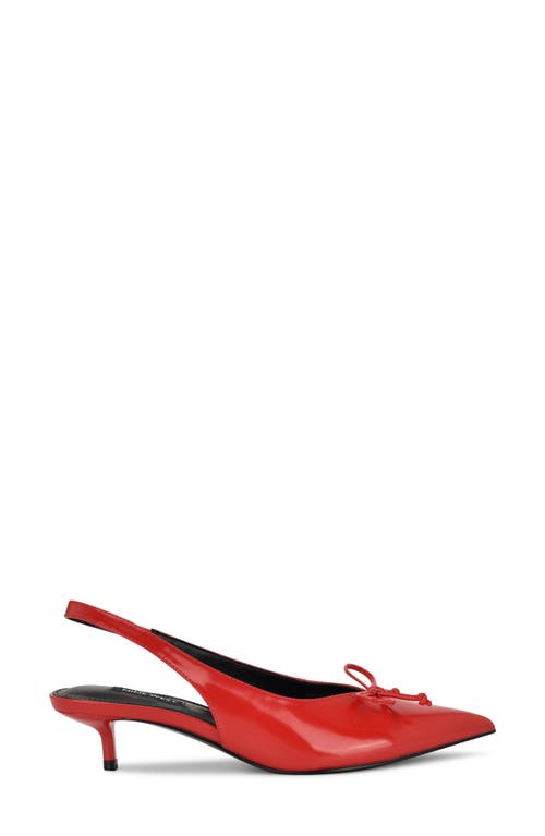 Nine West Evaa Slingback Pointed Toe Kitten Heel Pump In Red