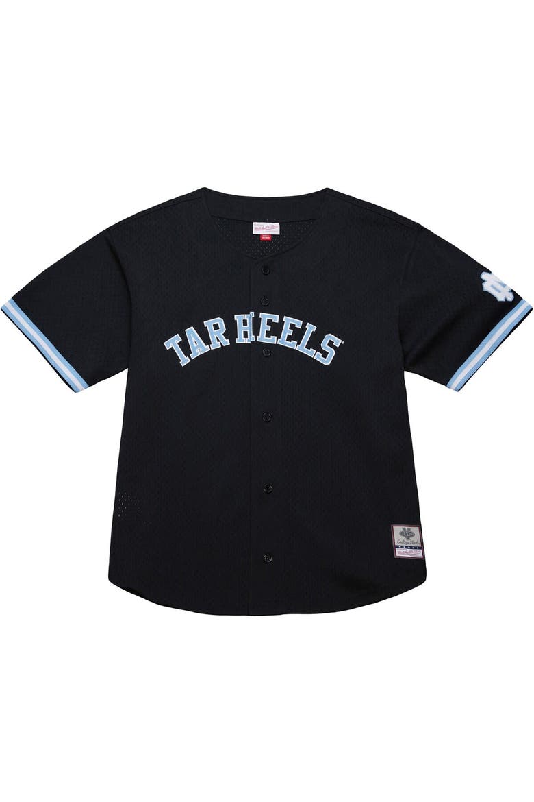 Men's Mitchell & Ness Black North Carolina Tar Heels On The Clock Full-Button Fashion Jersey, Alternate, color, Black