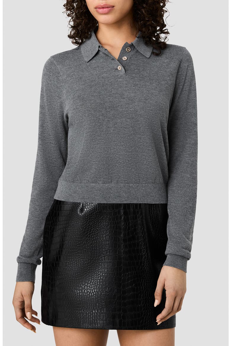 Nola Long Sleeve Polo, Main, color, DARK GREY MEL