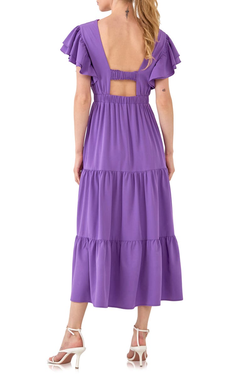 English Factory Flutter Sleeve Cutout Midi Dress, Alternate, color, 