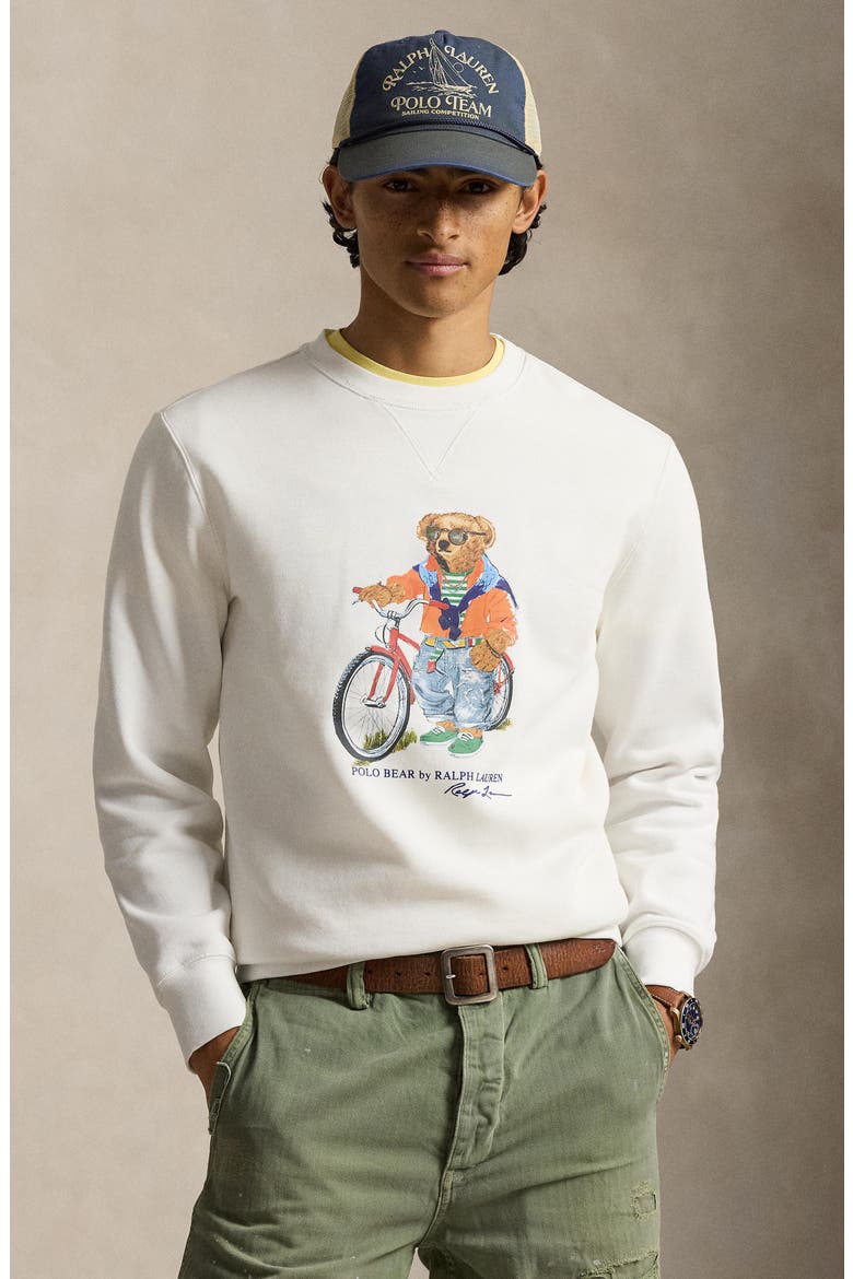 Polo Bear Fleece Graphic Sweatshirt, Alternate, color, WHITE- SUMMER BEAR