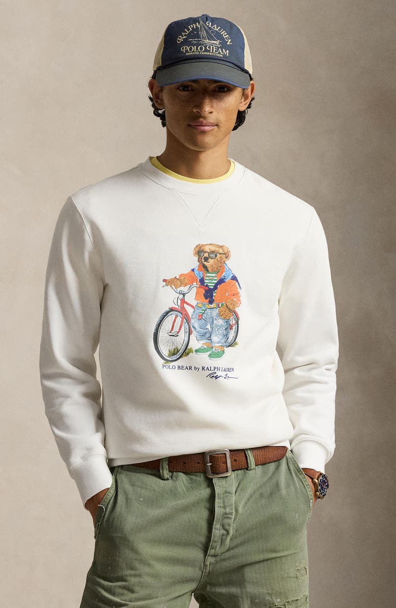 Polo Ralph Lauren Polo Bear Fleece Graphic Sweatshirt, Alternate, color, White- Summer Bear