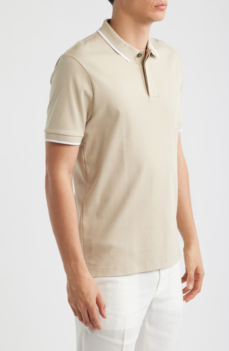 BOSS Parlay Tipped Cotton Polo, Alternate, color, Open Beige