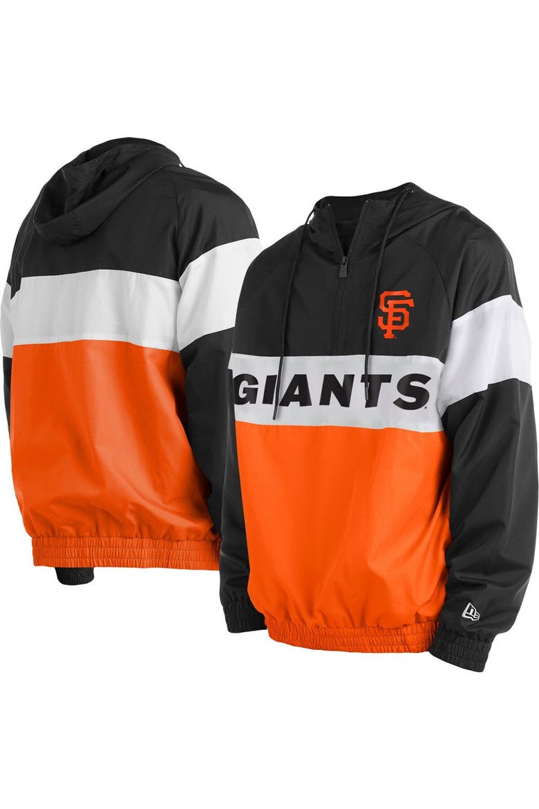 Men's New Era Orange San Francisco Giants Raglan Quarter-Zip Hoodie, Main, color, Orange