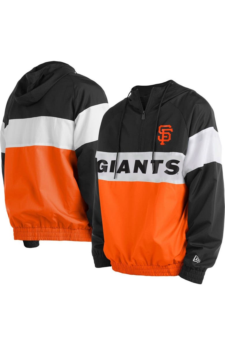 New Era Men's New Era Orange San Francisco Giants Raglan Quarter-Zip Hoodie, Main, color, 
