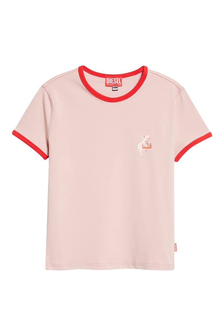 T-Uncuties Pig Logo Graphic Ringer T-Shirt, Alternate, color, MAUVE