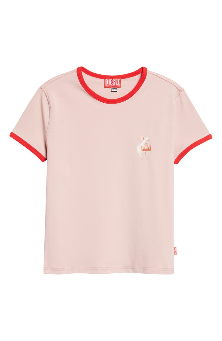 DIESEL<sup>®</sup> T-Uncuties Pig Logo Graphic Ringer T-Shirt, Main, color, Mauve