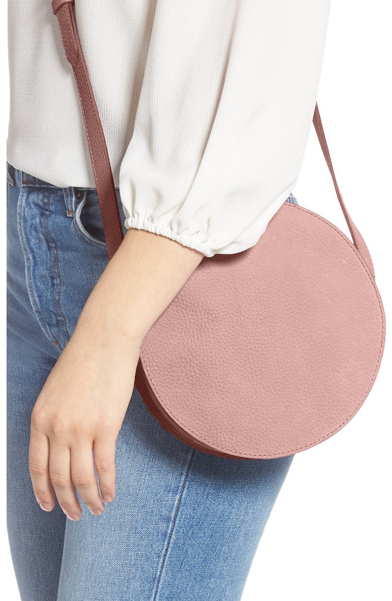 Madewell The Simple Circle Nubuck Leather Crossbody Bag, Alternate, color,