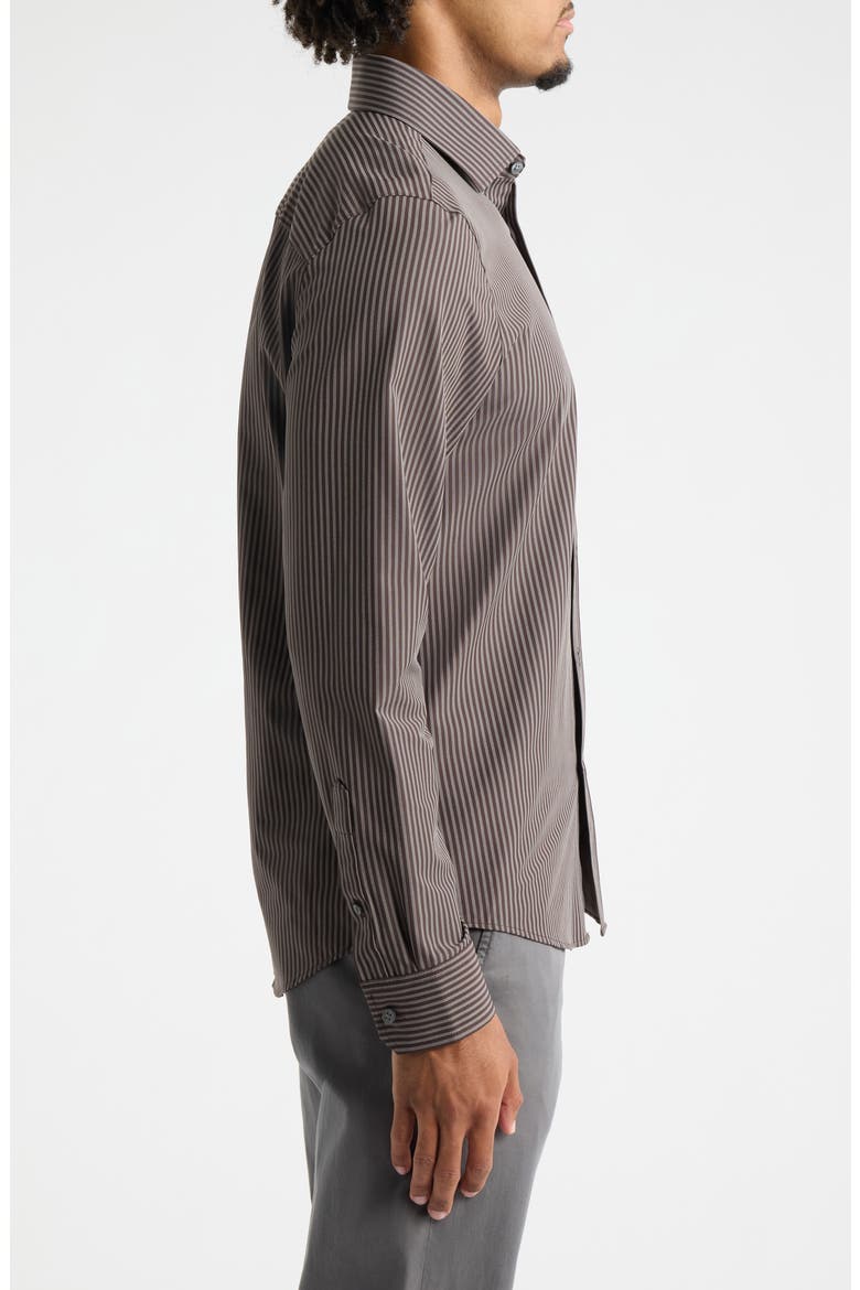 State of Mind Slim Fit Pinstripe Button-Up Shirt, Alternate, color, DARK ESPRESSO STRIPE