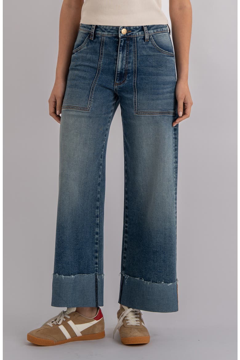 Meg Patch Pocket High Waist Wide Leg Jeans, Main, color, WITTED W/MEDIUM