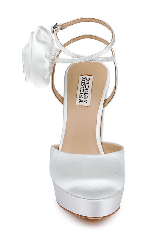 Shop Badgley Mischka Collection Janessa Ankle Strap Platform Pump In White Satin