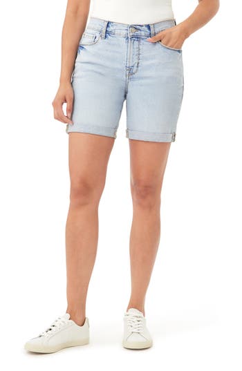 Kensie 7" Double Roll Cuff Shorts In Blue