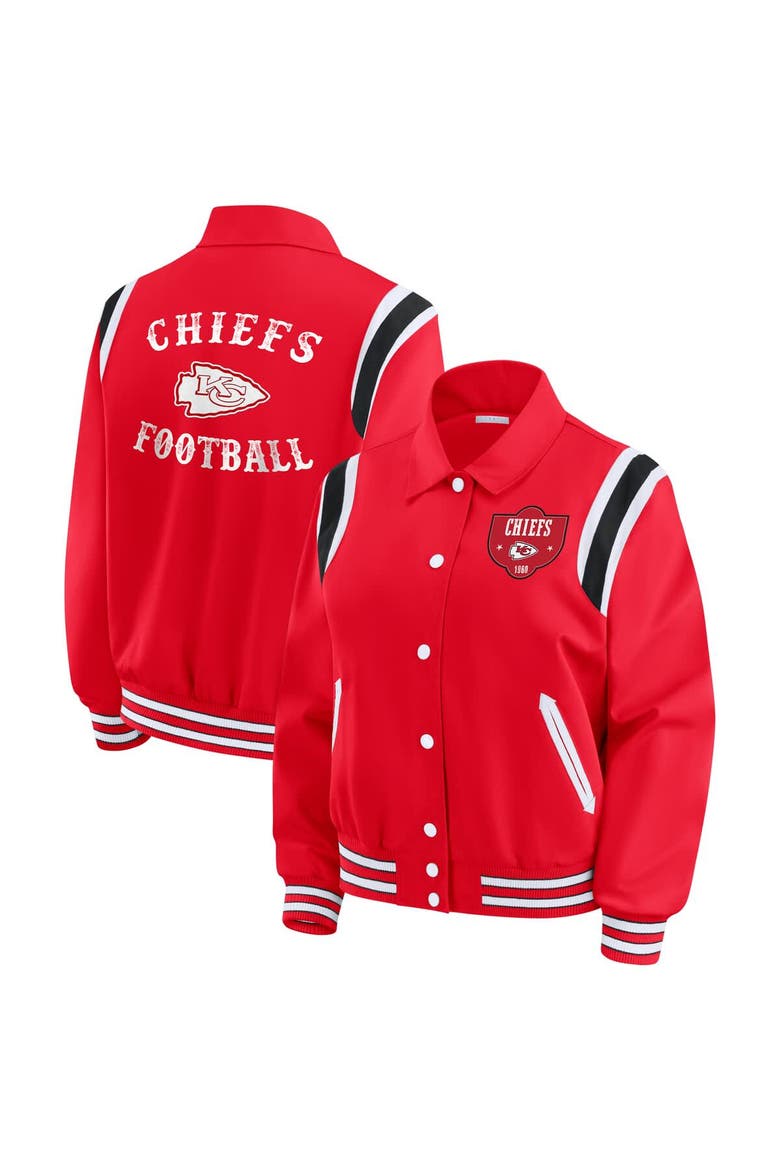 Women's WEAR by Erin Andrews Red Kansas City Chiefs Varsity Lightweight Full-Snap Jacket, Main, color, Red