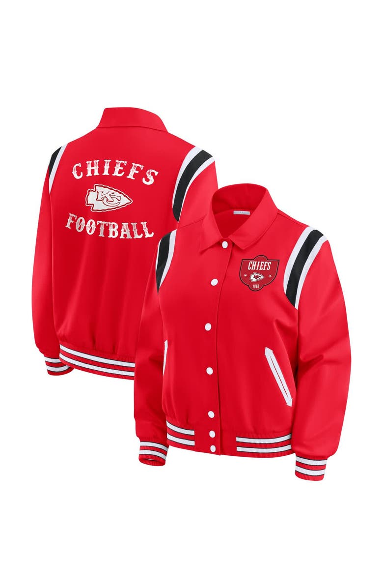 WEAR by Erin Andrews Women's WEAR by Erin Andrews Red Kansas City Chiefs Varsity Lightweight Full-Snap Jacket, Main, color, Red