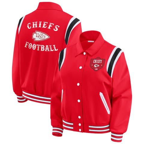 Women's WEAR by Erin Andrews Red Kansas City Chiefs Varsity Lightweight Full-Snap Jacket