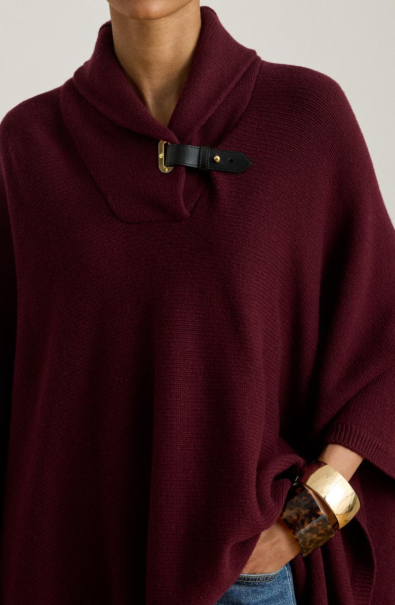 Lauren Ralph Lauren Wool Blend Cape, Alternate, color, Dark Garnet