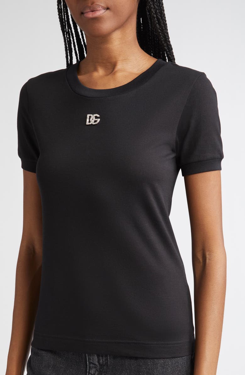 Dolce&Gabbana Crystal DG Logo Graphic Tee, Alternate, color, N0000 Black