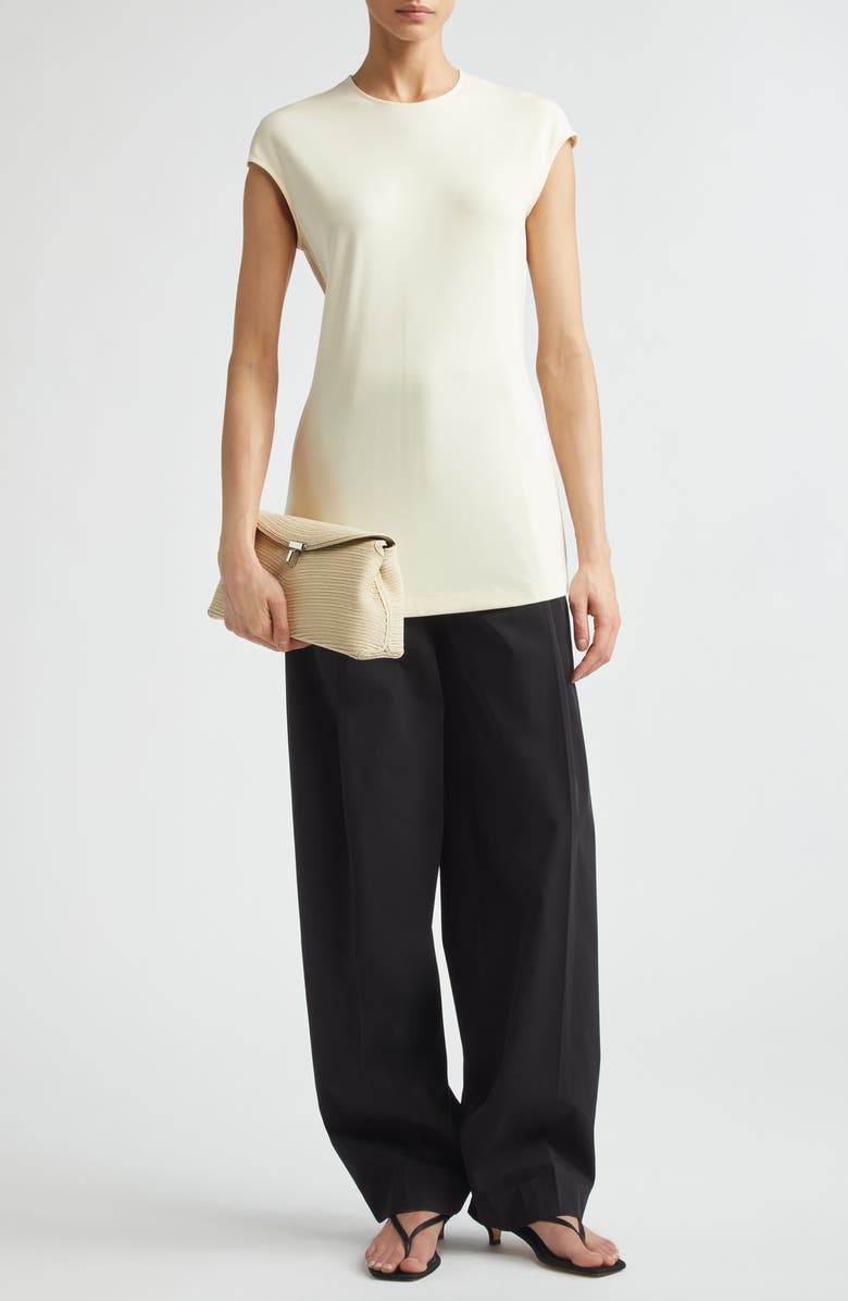TOTEME Single Pleat Organic Cotton Trousers, Alternate, color, Black