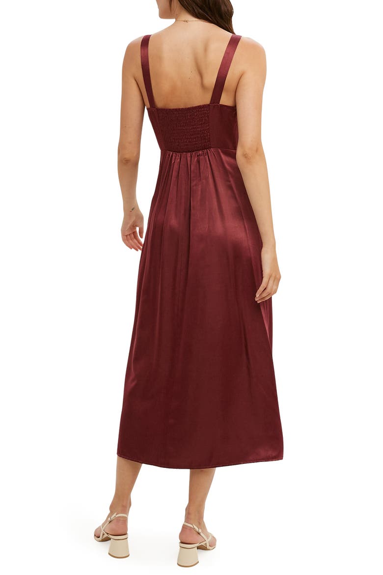 Satin Midi Dress, Alternate, color, WINE
