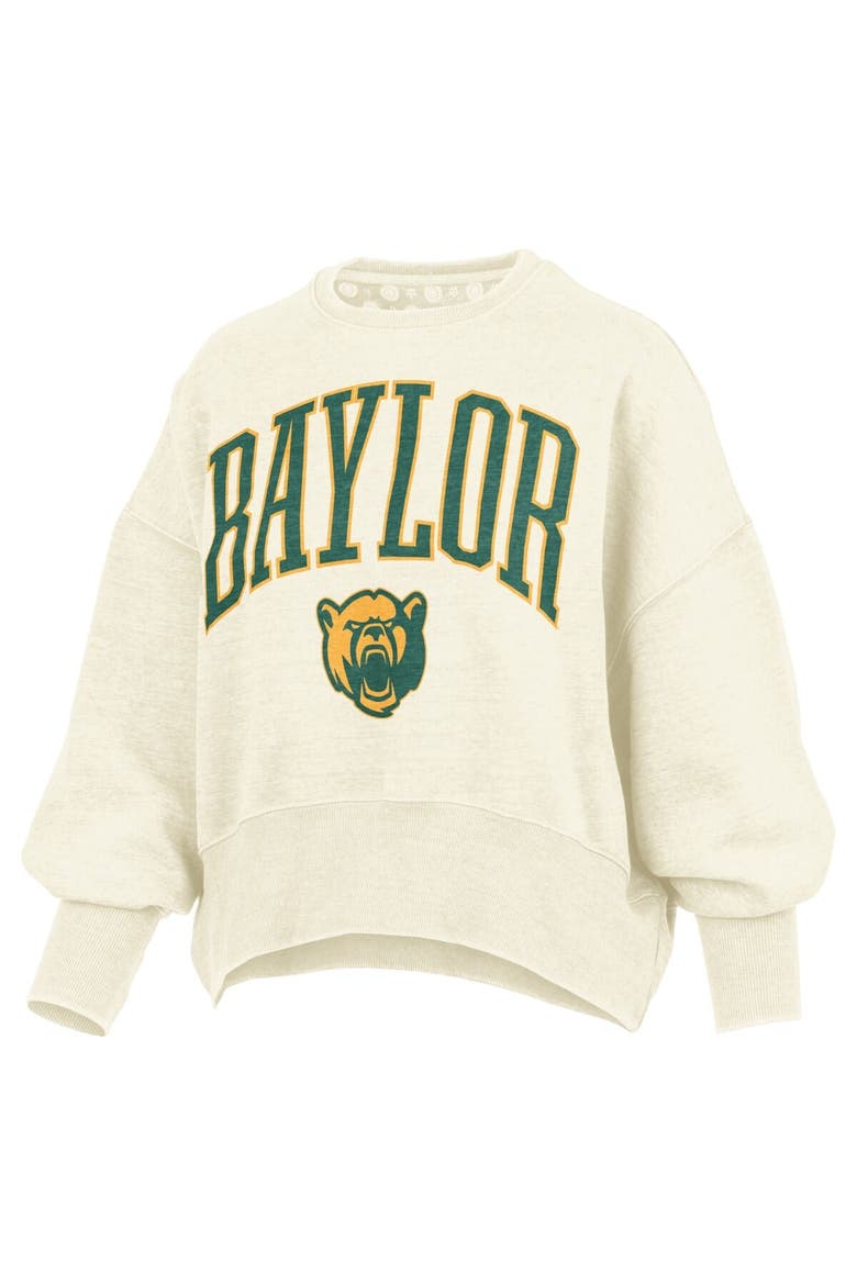 Women's Pressbox Natural Baylor Bears Oversized Waist-Length Crewneck Sweatshirt, Alternate, color, Natural