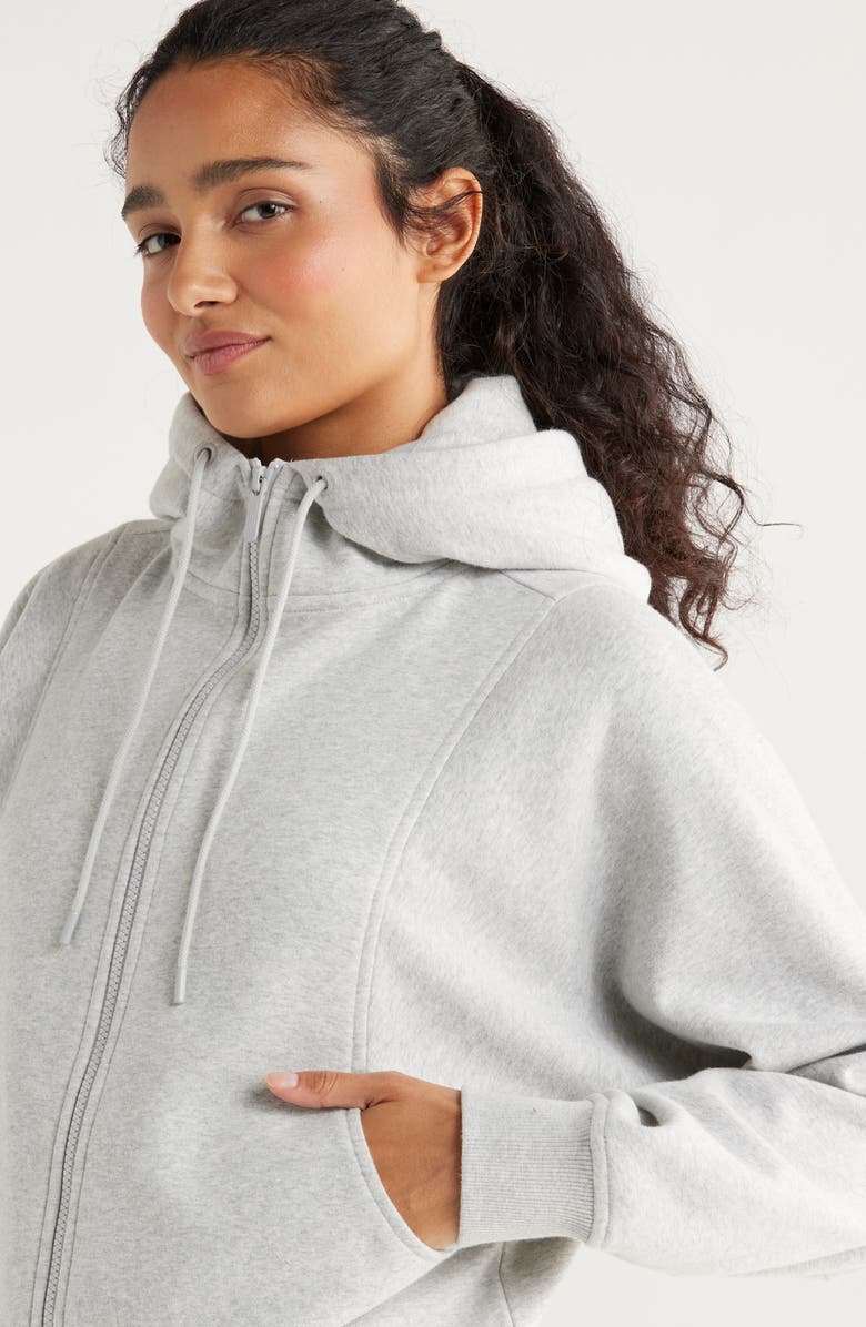 Zella Ultracozy Fleece Full Zip Hoodie, Alternate, color, Grey Light Heather
