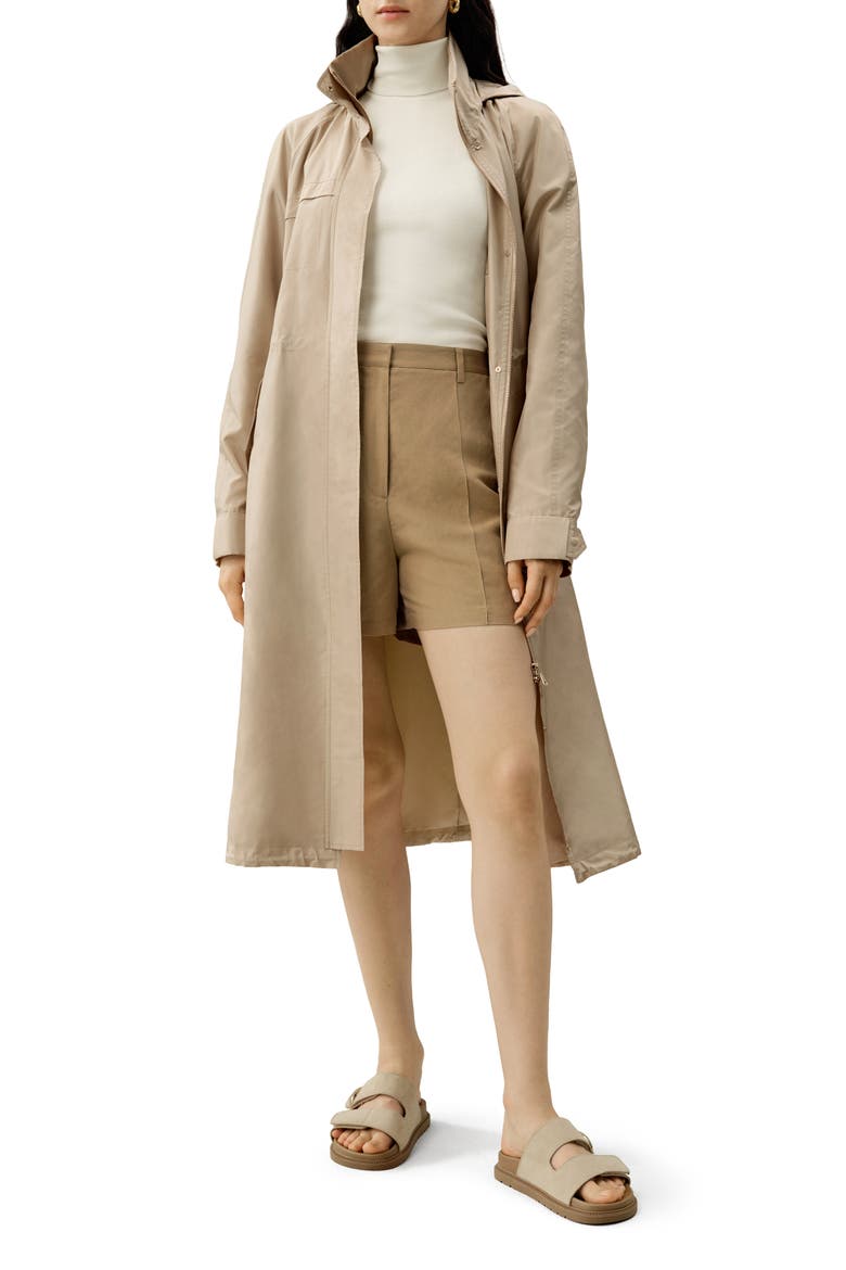 Silk Taffeta Water-Repellent Coat, Main, color, Gravel Gold