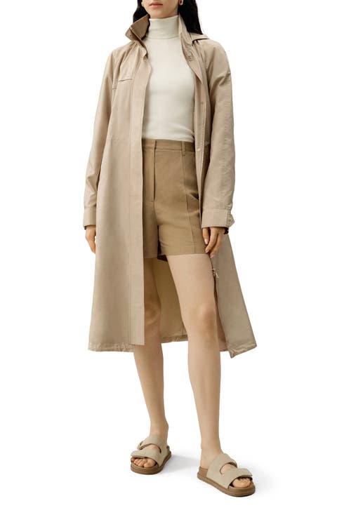 Silk Taffeta Water-Repellent Coat