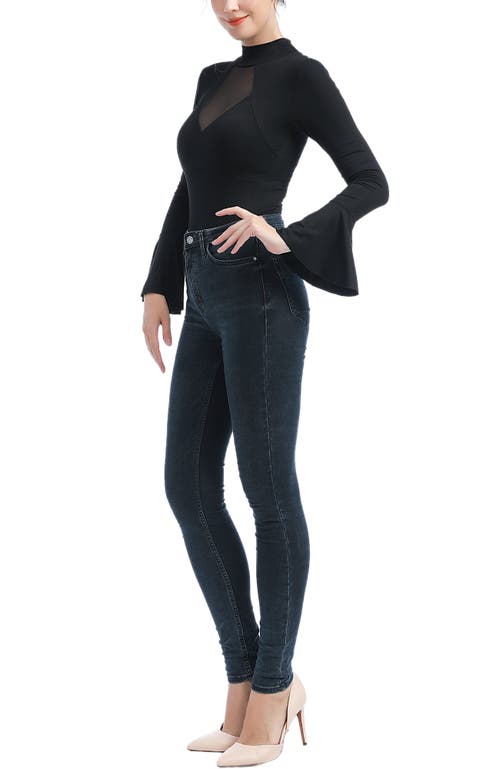 Kimi & Kai Jan Turtle Neck Bell Sleeve Bodysuit In Black