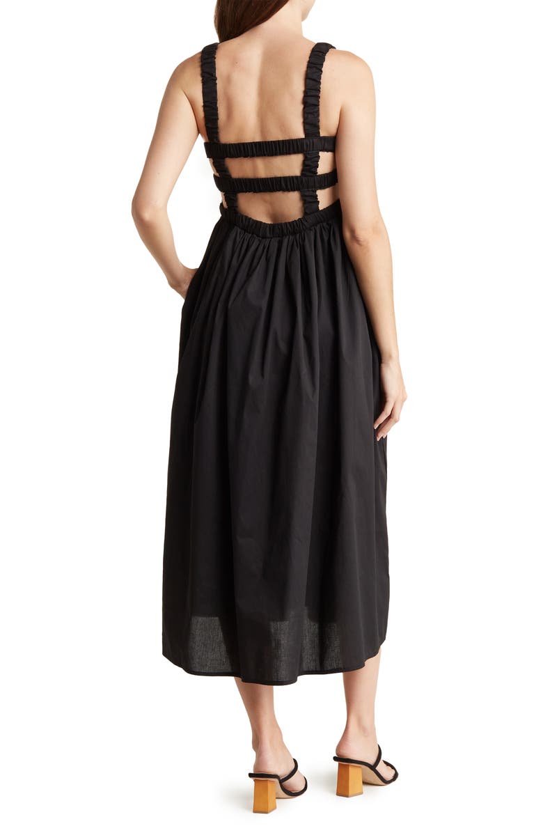 Velvet Torch Smocked Stretch Poplin Midi Dress, Alternate, color, 