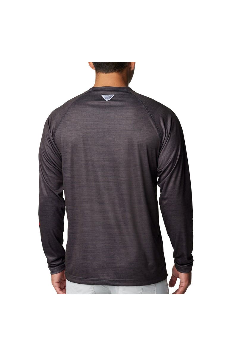 Columbia Men's Columbia Heather Charcoal Nebraska Huskers PFG Terminal Tackle Omni-Shade Raglan Long Sleeve T-Shirt, Alternate, color, Heather Charcoal