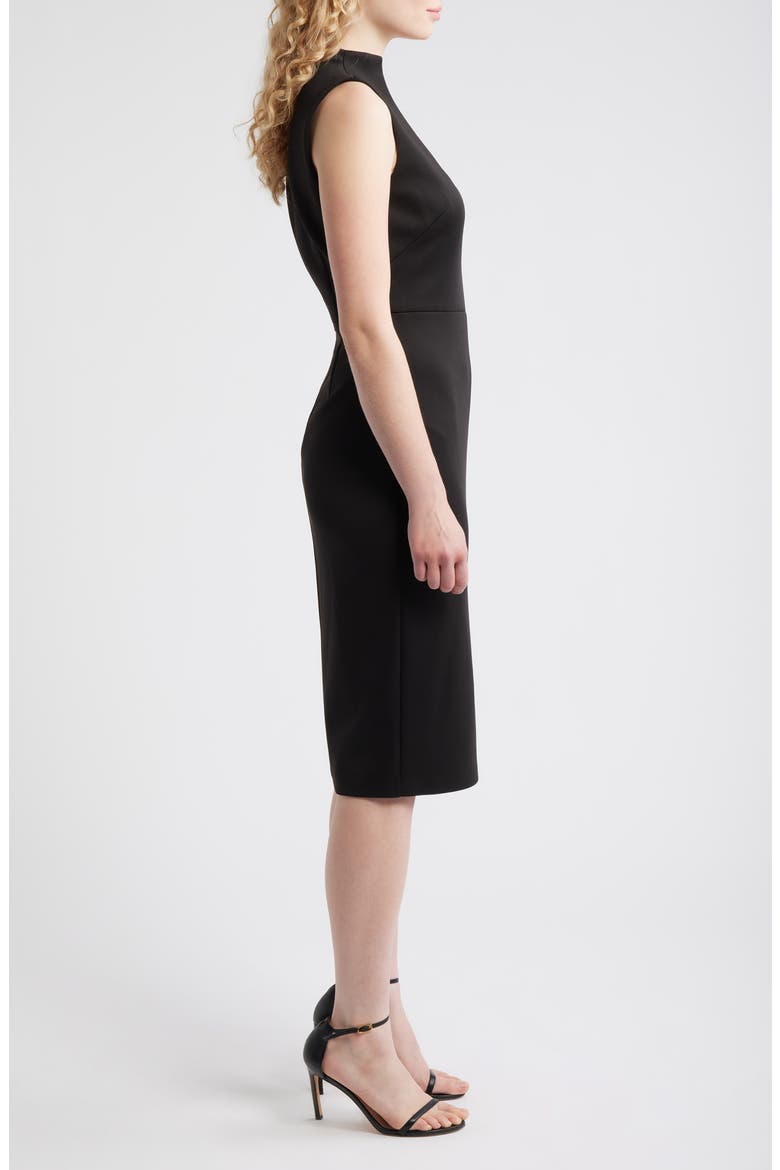 Laser Cut Scuba Crepe Sheath Dress, Alternate, color, BLACK