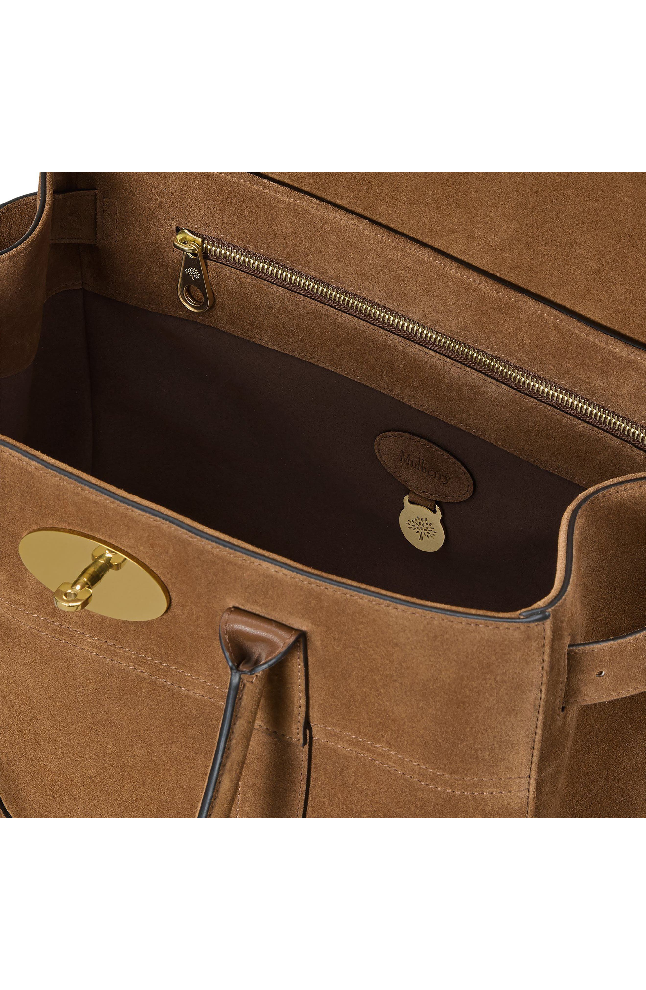 Bayswater Suede Satchel, Alternate, color, VINTAGE OAK
