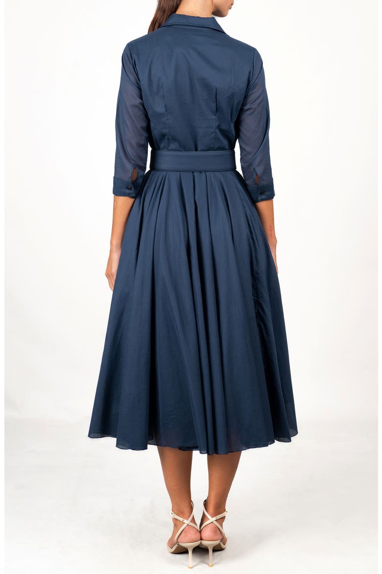 Navy A-Line Belted Shirtdress, Alternate, color, Solid Navy