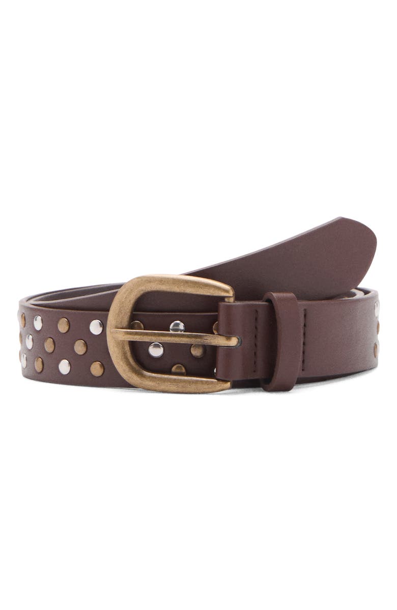 MANGO TEEN Studded Belt, Main, color, Chocolate