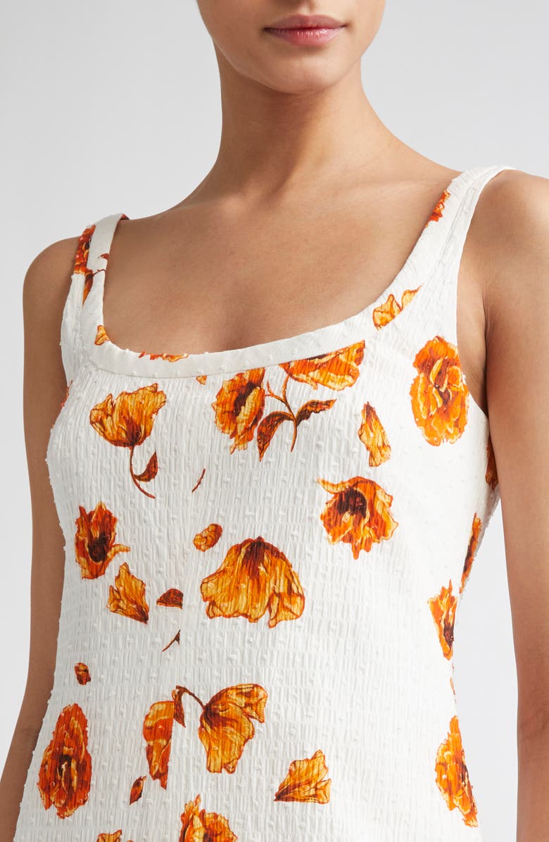 Emilia Wickstead Tillie Floral Swiss Dot Seersucker Minidress, Alternate, color, White/ Orange Poppies
