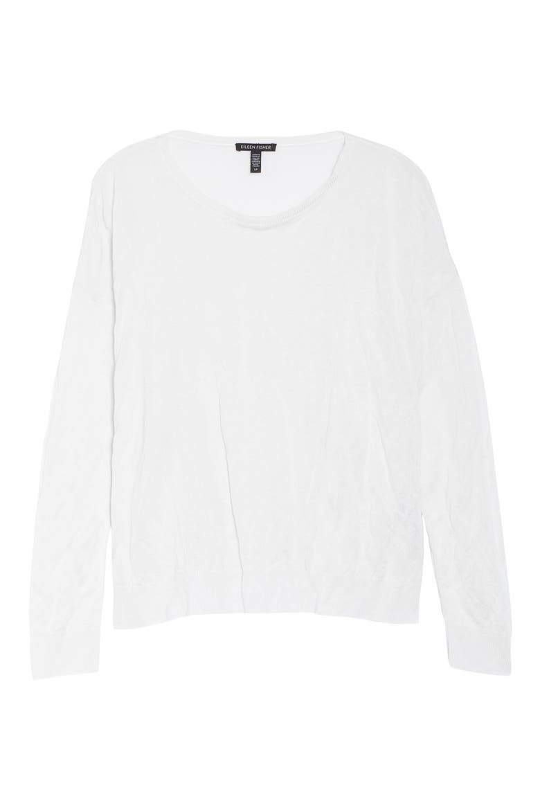 Metallic Fiber Blend Crewneck Box Top Sweater, Alternate, color, IVORY