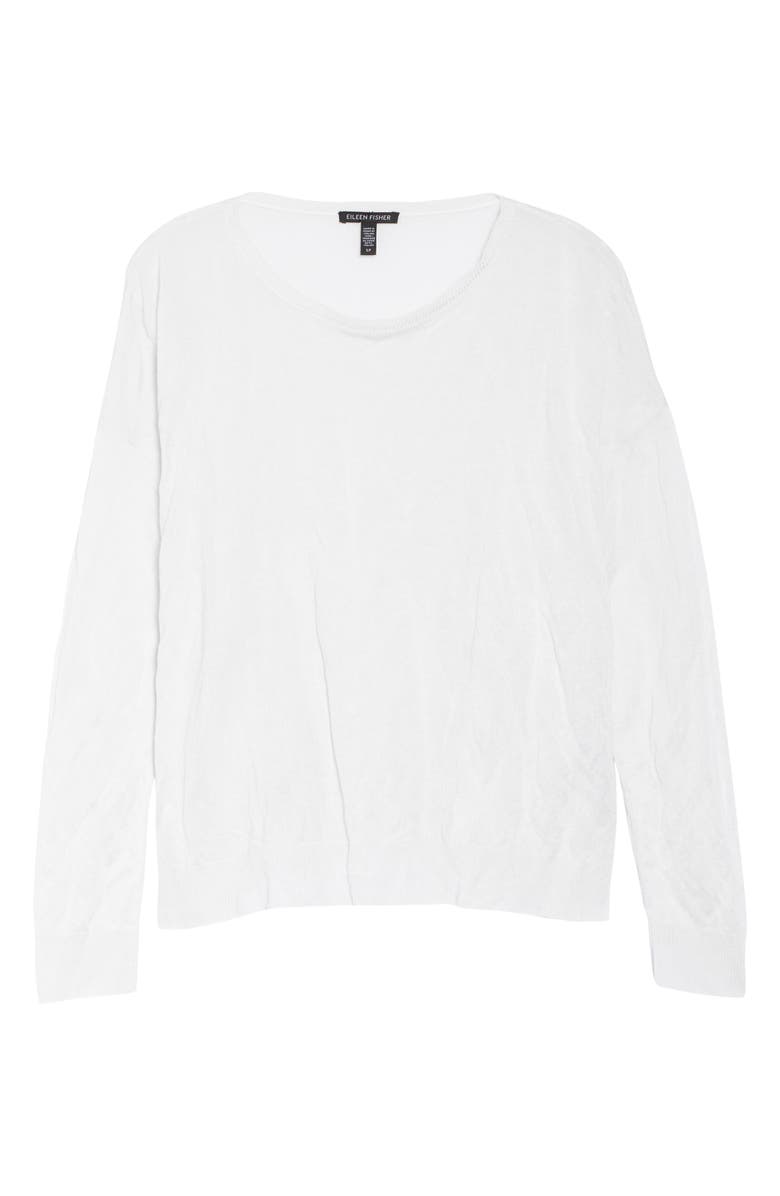Eileen Fisher Metallic Fiber Blend Crewneck Box Top Sweater, Alternate, color,