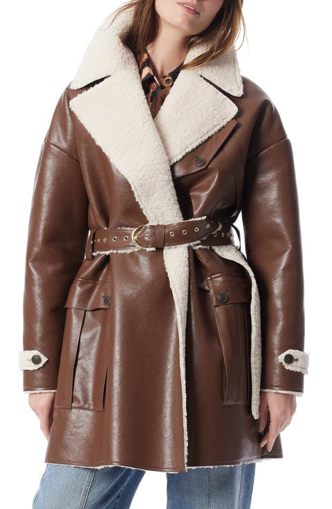 Irene Belted Faux Shearling Coat